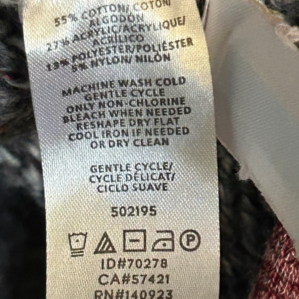 LOFT Gray Open-Front Cardigan Sweater Marled Gray Burgundy White Size Small - Picture 10 of 13
